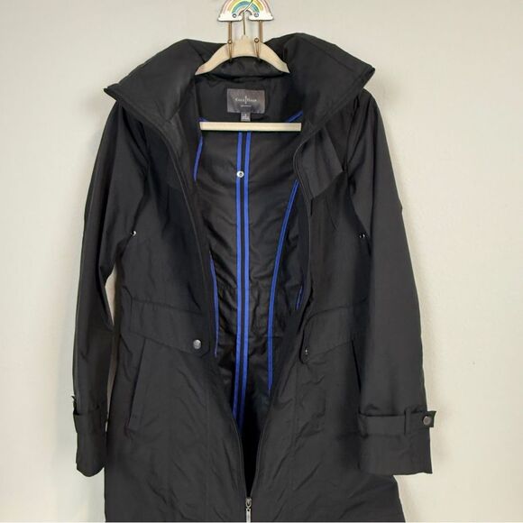 Cole Haan Black Packable Rain Jacket Convertible Hood S - Picture 4 of 12